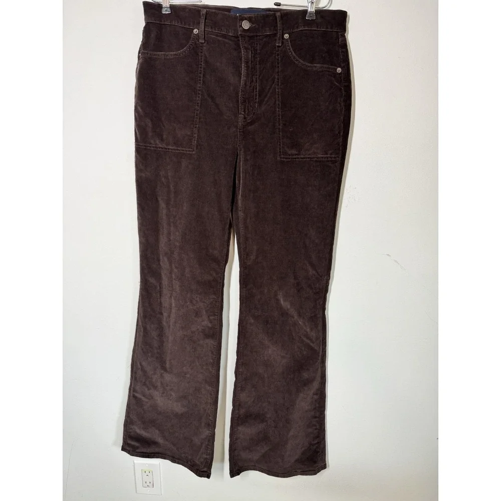 Veronica Beard Women's Brown Crosbie Corduroy High Waist Wide Leg Jeans Pants 32